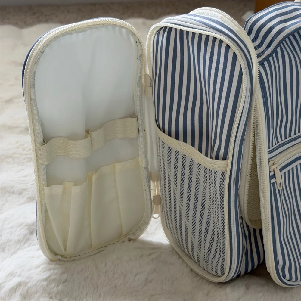 NARWEY Striped Handing Travel Blue and White Makeup/Cosmetic💄Bag Organizer